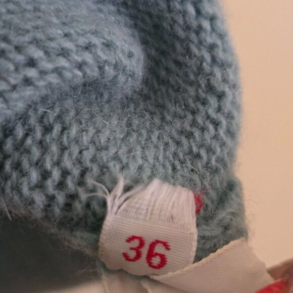 European Mint Green Cashmere* CableKnit Crewneck Sweater Size M - Picture 5 of 5